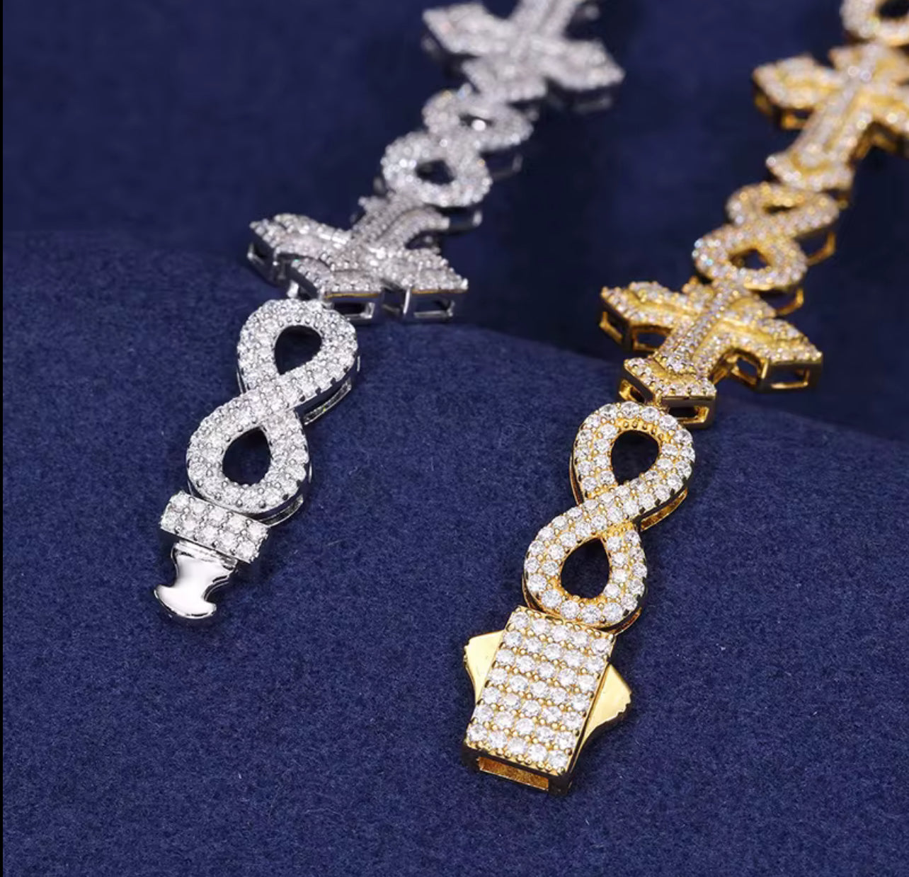 Cross x Infinity Link Moissanite Bracelet