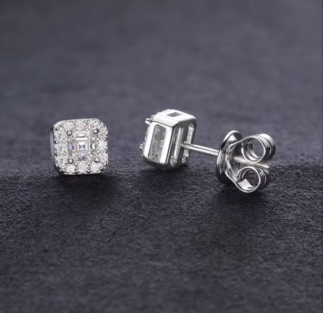 Square Moissanite Stud Earrings