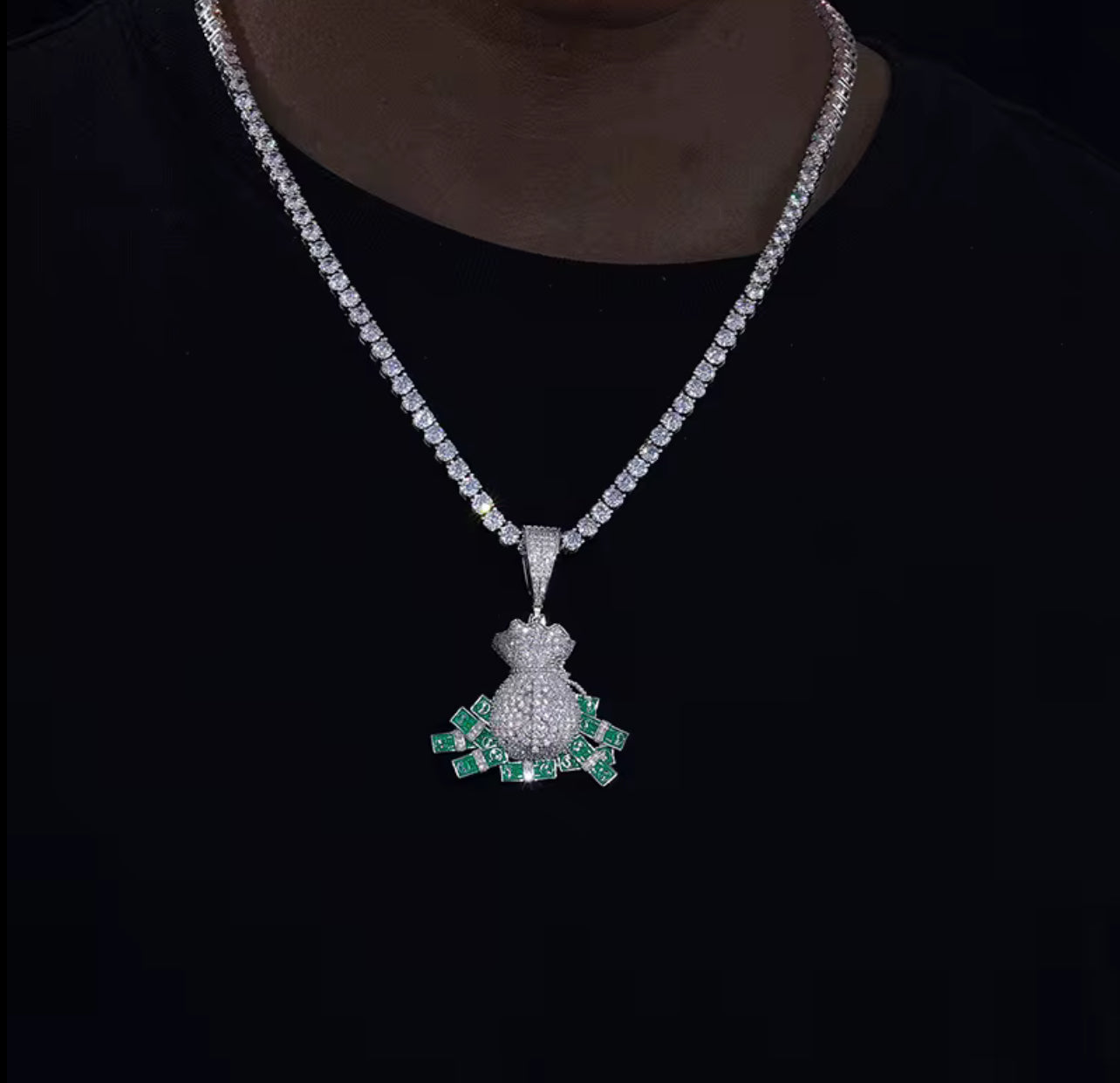 “Dropped a Bag” Moissanite Pendant