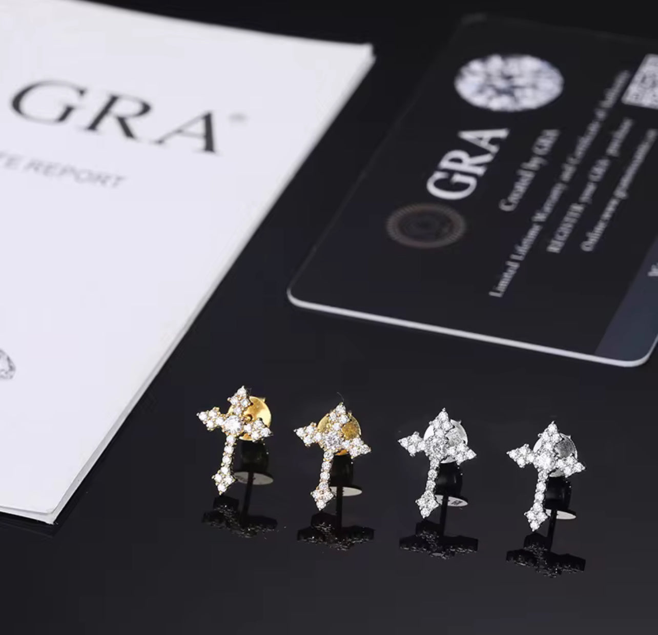 Moissanite Cross Earrings