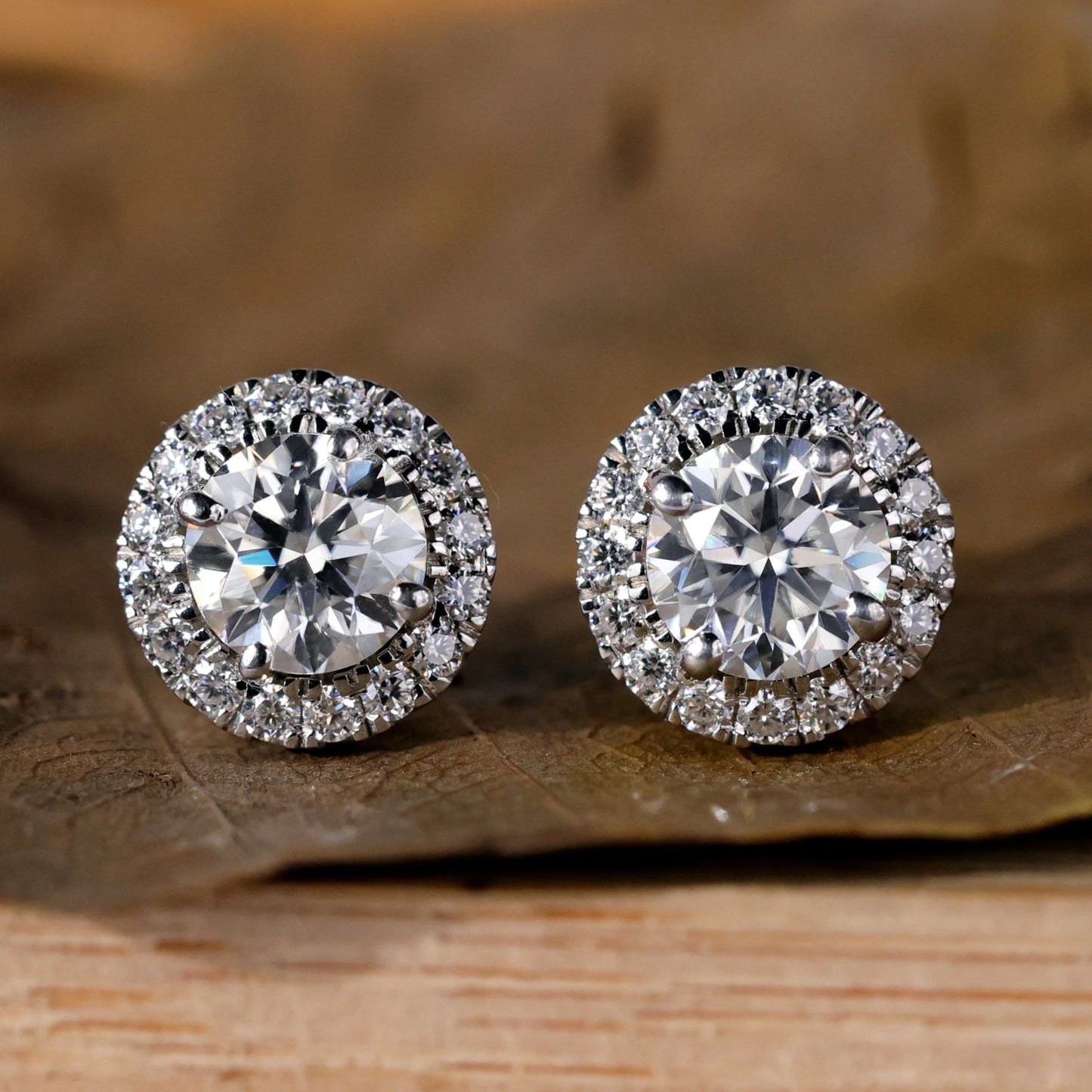 Halo Moissanite Earrings