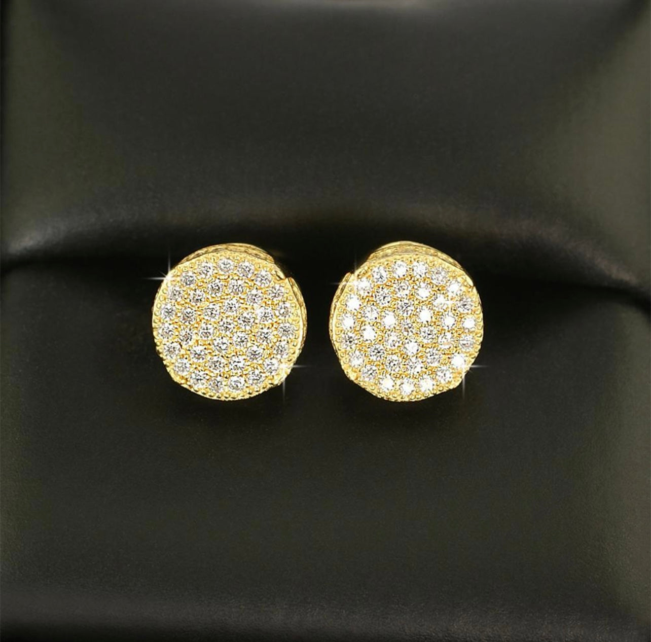 Round Pavé Moissanite Earrings