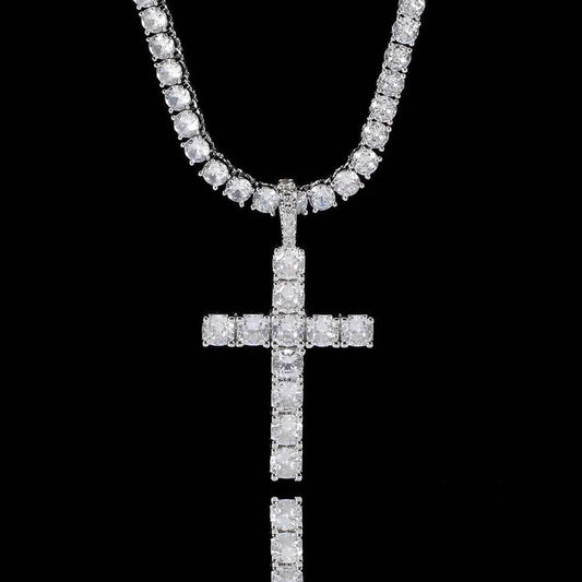 VVS Tennis Chain & Cross Pendant