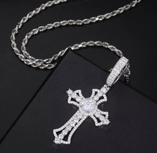 “Have Faith” Moissanite Cross Pendant