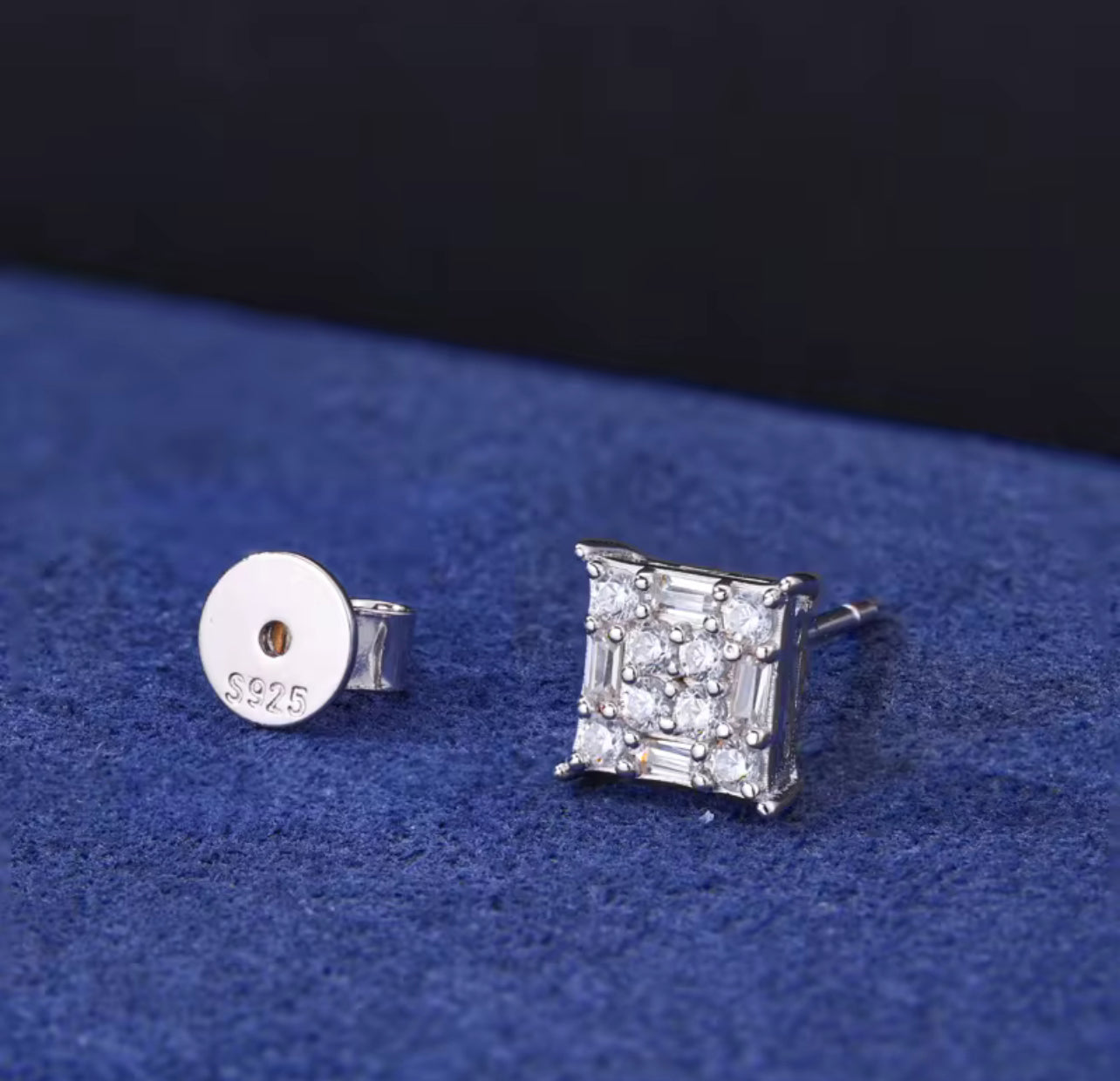 Square Shaped Moissanite Baugette Earrings
