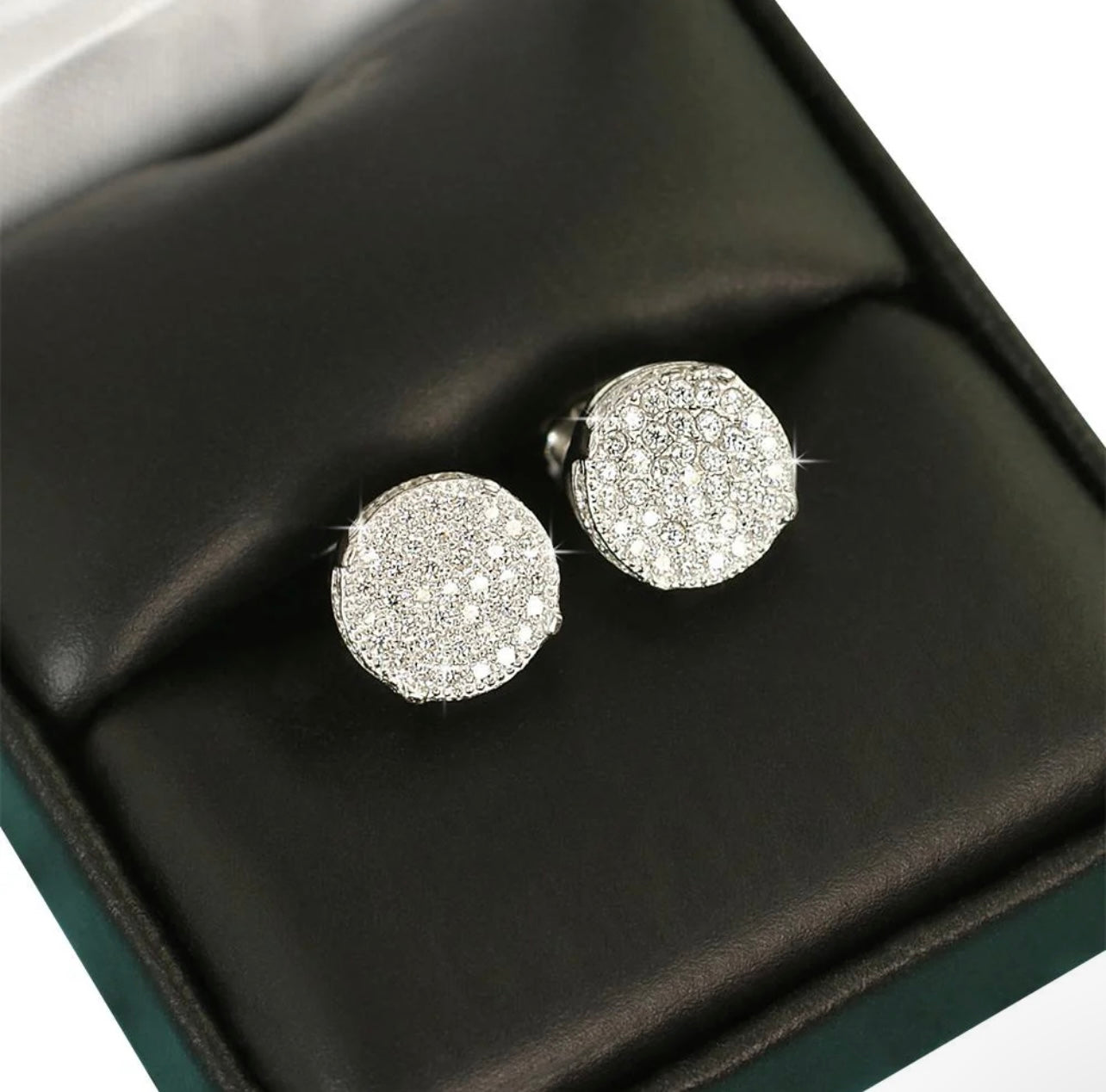 Round Pavé Moissanite Earrings