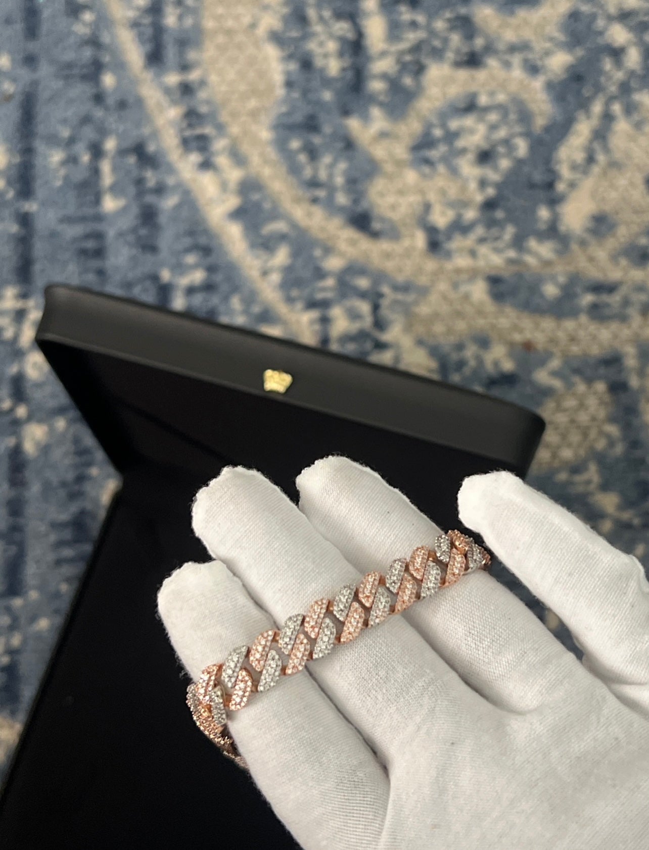 Two-Tone Rose Gold Moissanite Cuban Link Chain & Bracelets