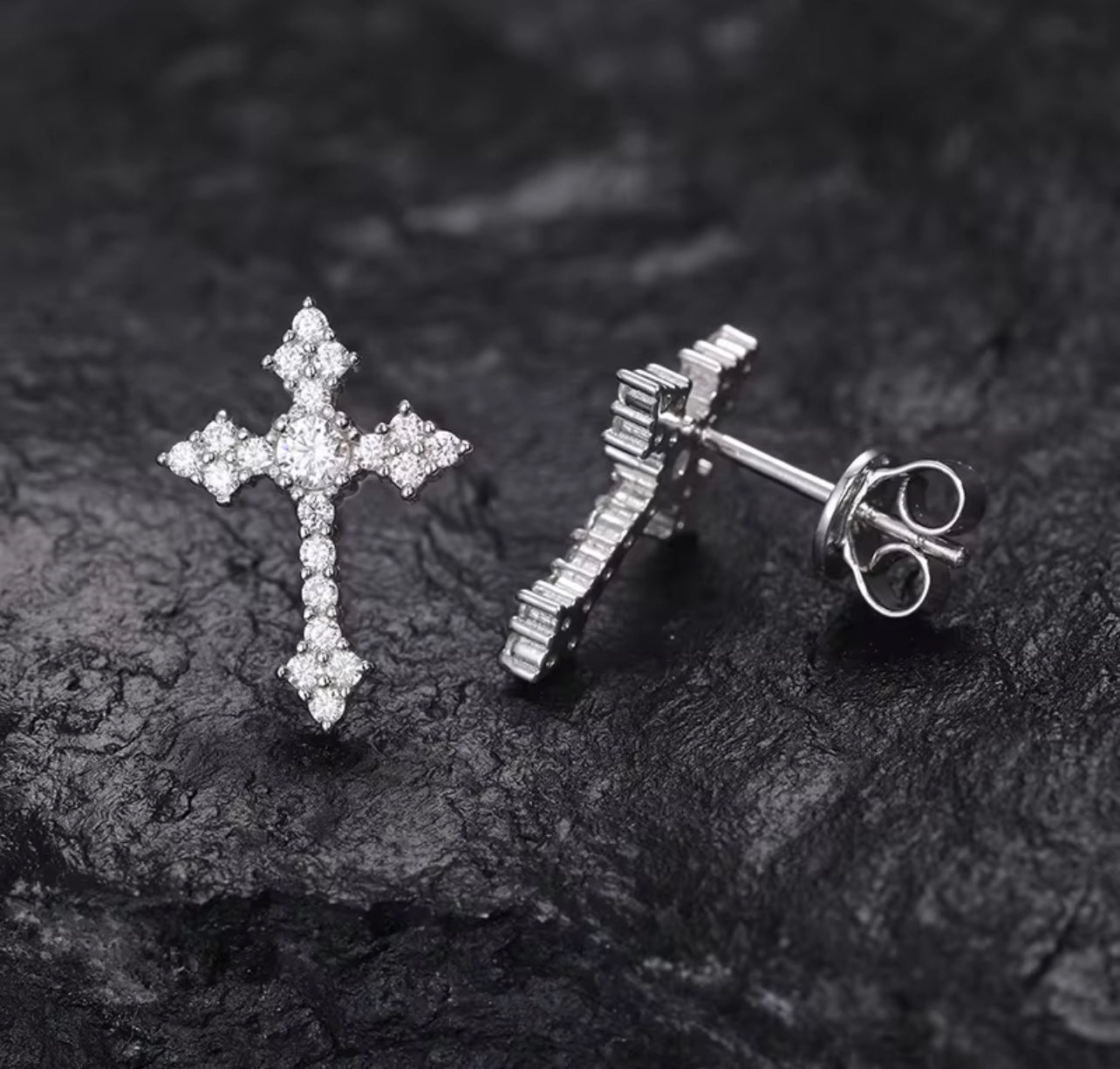 Moissanite Cross Earrings