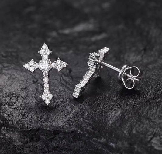 Moissanite Cross Earrings