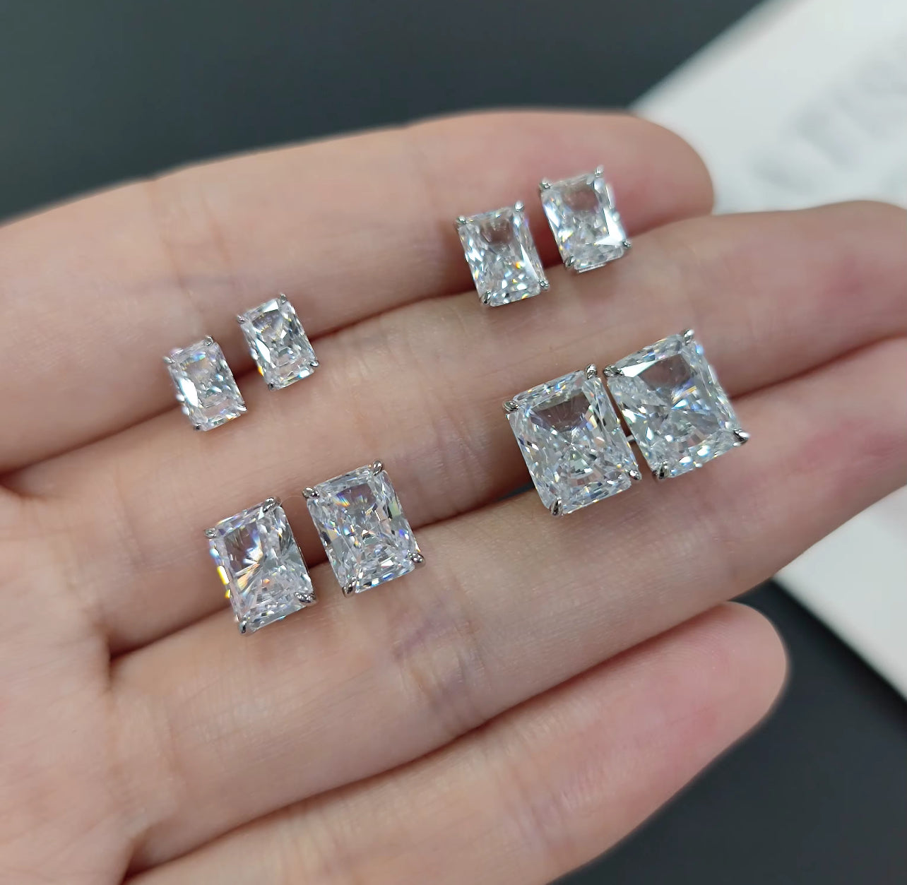 Lab Grown Radiant Cut Diamond Earrings